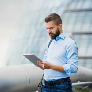 Icon von Businessmann mit Tablet