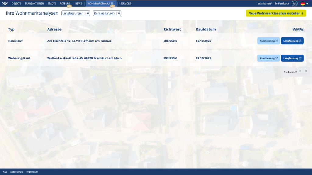 Screen Wohnmarktanalyse Download und Übersicht